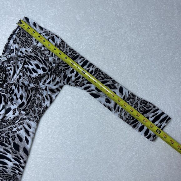 BOSTON PROPER Y2K Leopard Print Sexy V Neck Top Size S Ruched Fitted Gemma SOA - Picture 10 of 10